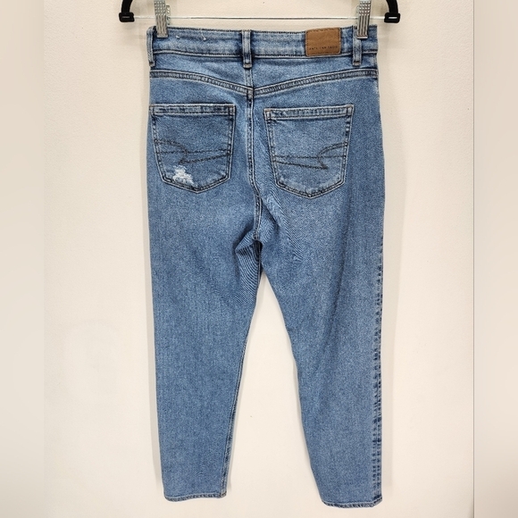 American Eagle High Rise Mom Skinny Jeans Womens Size 2 Medium Demin Wash - Picture 4 of 11